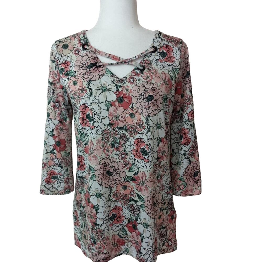 Emaline 3/4 Sleeve Floral Print Top